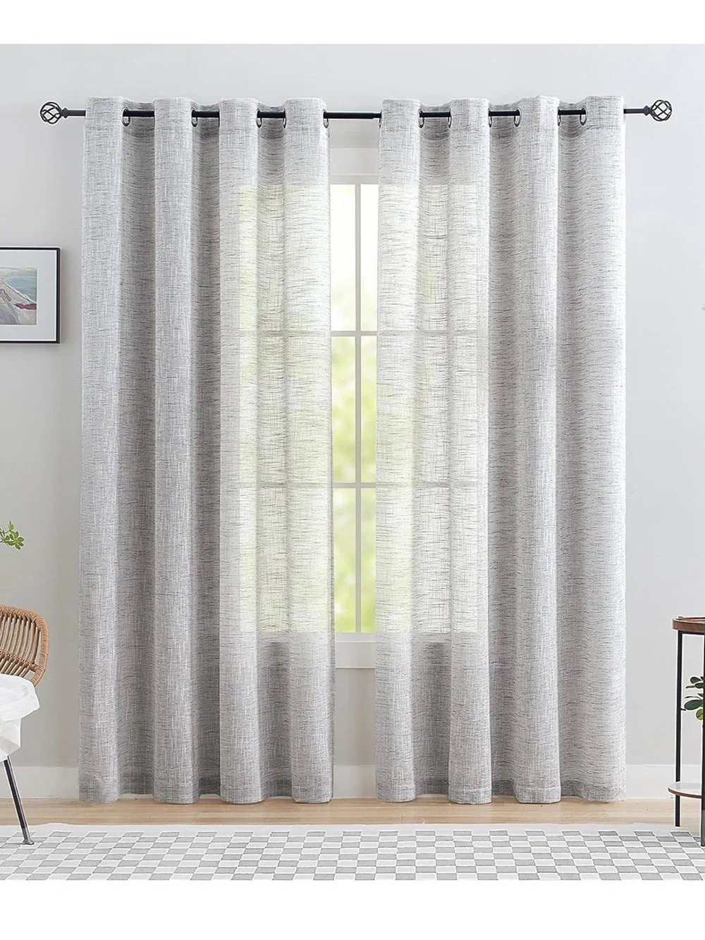 SET OF 6 CURTAIN PANELS - gray 84 x 52